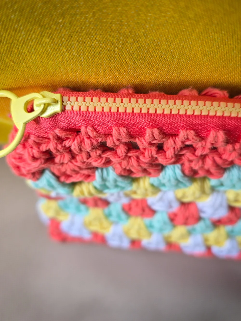 Handmade Crocheted Cotton Zipper Pouch